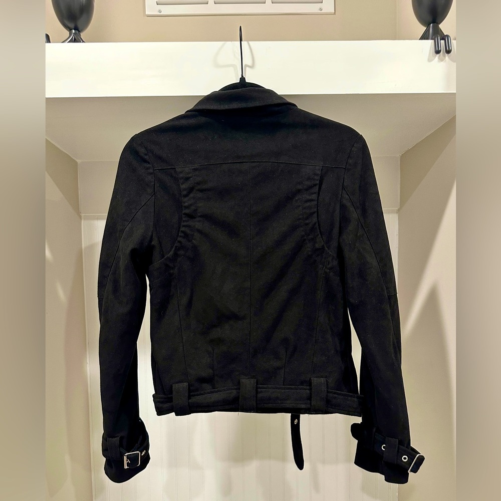 LE LIS Black Faux Suede Moto Jacket Size Small - Picture 3 of 6